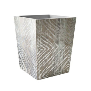 Kim Seybert Zebra Waste Basket In Gray-Silver, Fiberboard, 9.5" x 9.5" x 11.75"