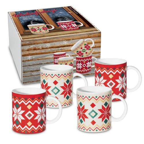 Konitz “Winter Feelings” Giftboxed Holiday Mugs, Set Of 4
