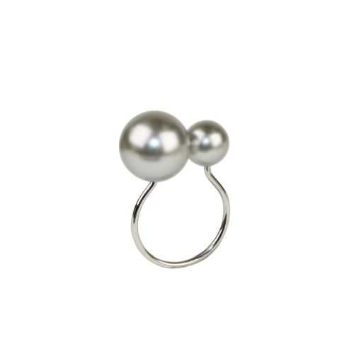 Kim Seybert Pearl Napkin Ring In Gray & Silver, Set of 4, Plastic, 2.5" x 1.75"