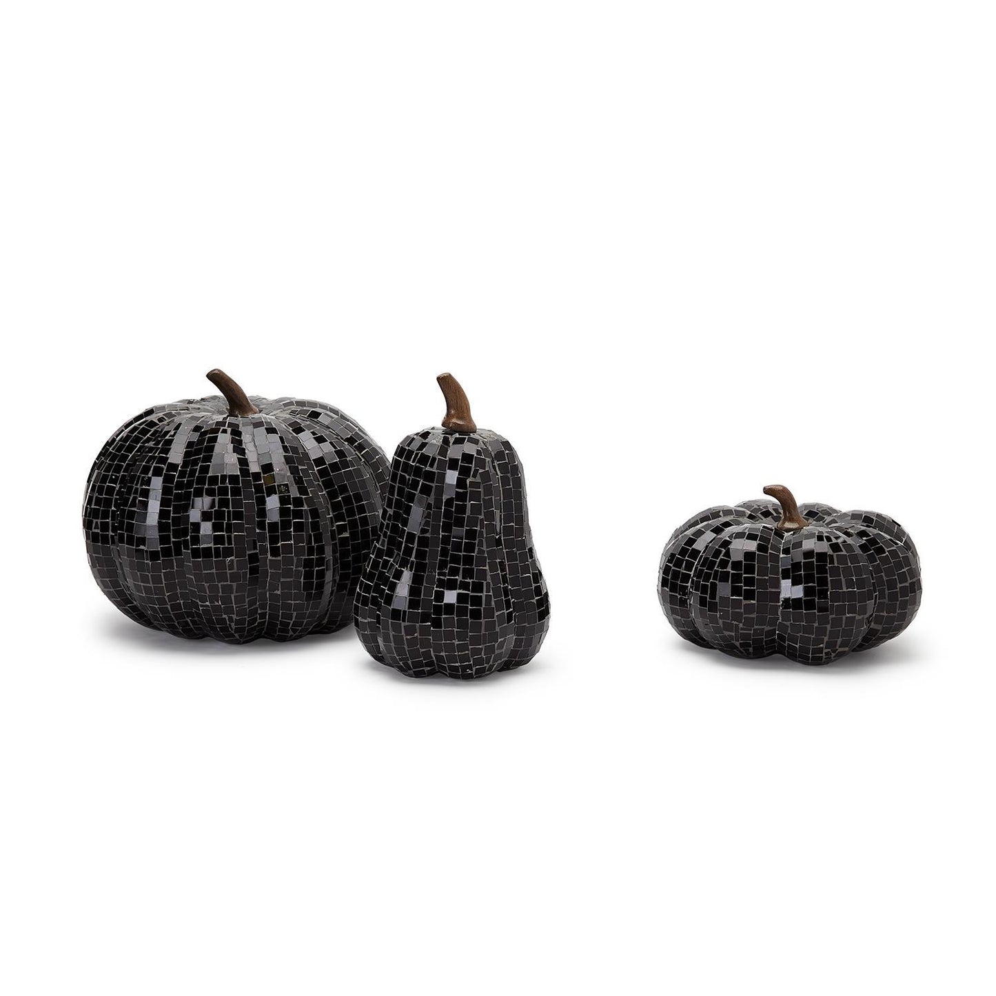 Two's Company Bewitching Trio Set Of 3 Hand-Crafted Glass Mosaic Pumpkin Decor