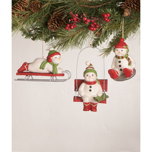 Bethany Lowe Cheerful Snowman Ornament Assortment Of 3