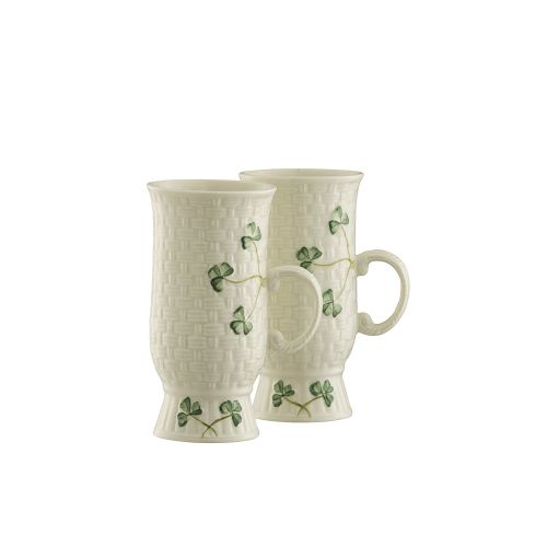 Belleek Irish Coffee Mugs Pair, Porcelain