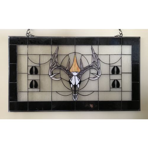 Vintage Direct 21.5x36" Deer Stained Glass, Black