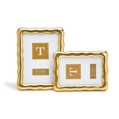 Two's Company Golden Ore Set of 2 Photo Frame in 2 Sizes: 4" X 6" & 5" X 7".
