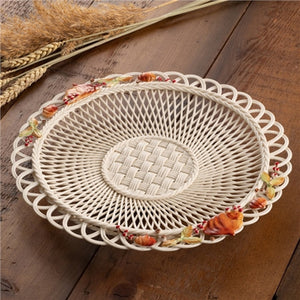 Belleek Thanksgiving Basketweave Plate, 1.5" x 11" x 11"