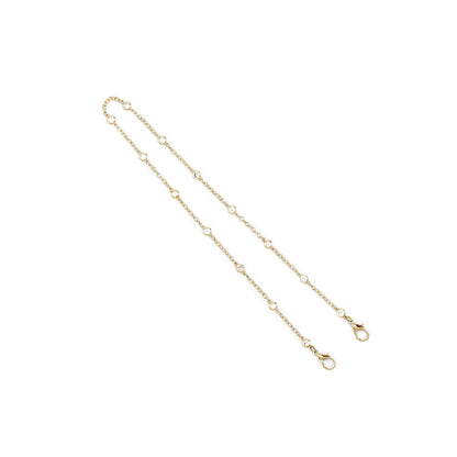 Two's Company Crystal Gold Face Mask Chain on Gift Card, 18"