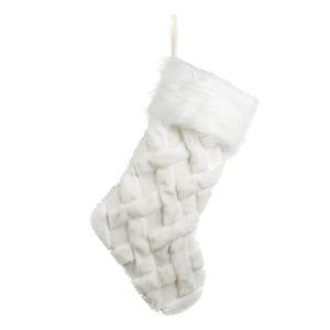 Goodwill Fabric Furry Christmas Net Stocking White 52Cm