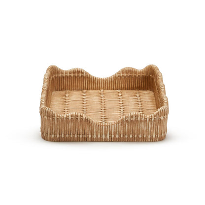 Two's Company Scalloped Edge Basket Weave Pattern Napkin Holder - Resin