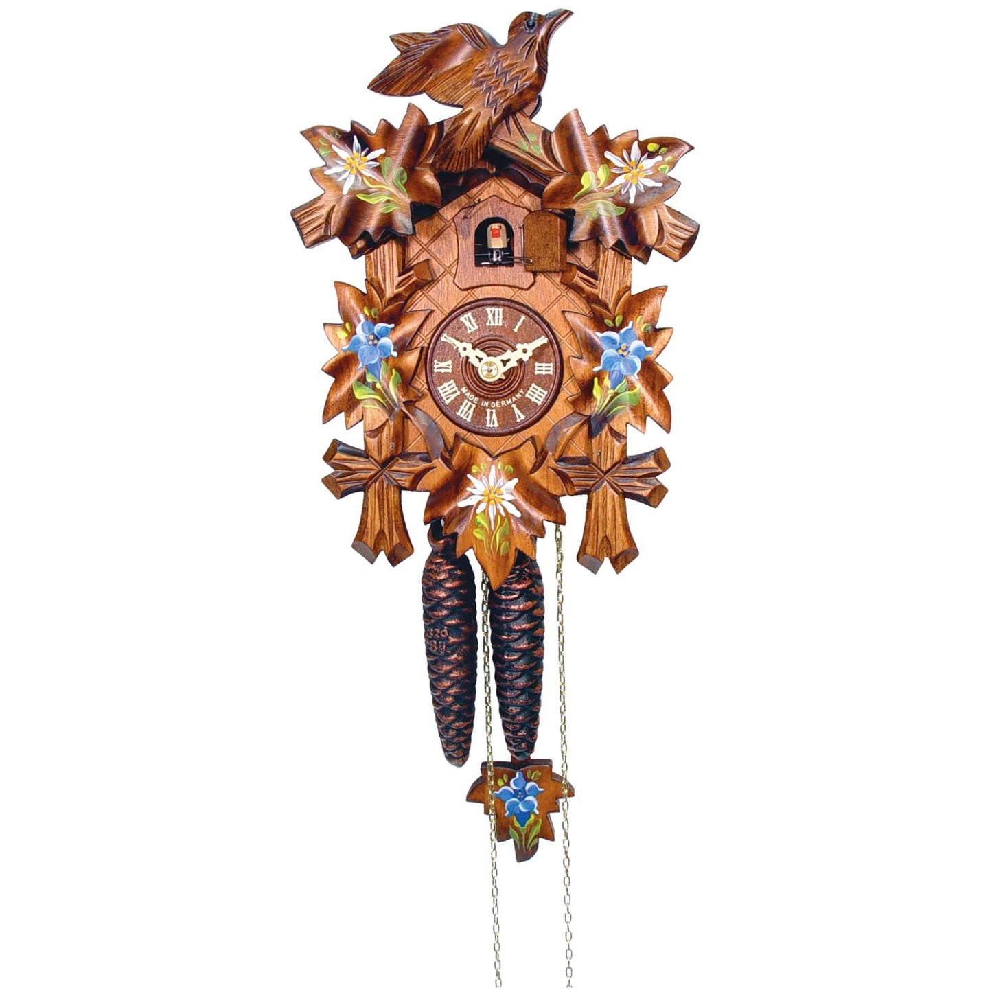 Alexander Taron Engstler Cuckoo Clock 5 Leaf Design With Blue Flowers