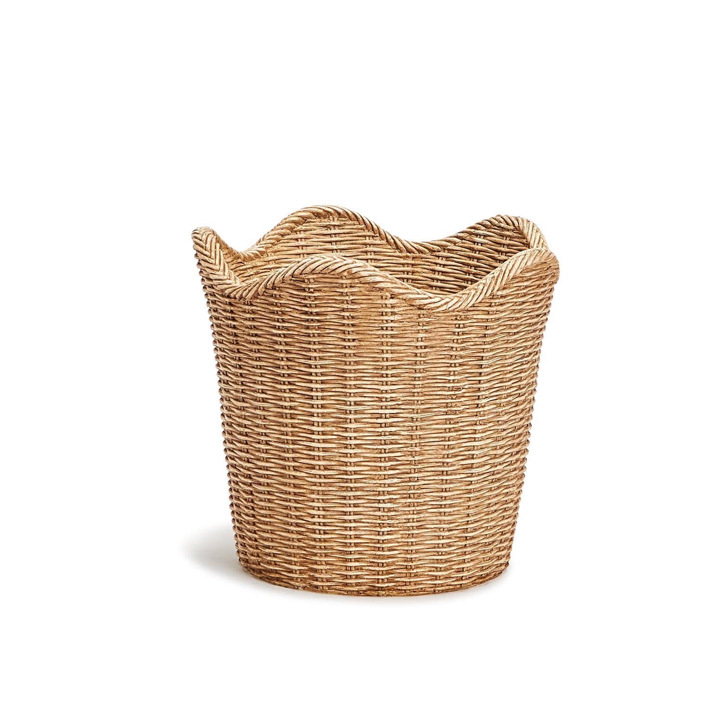 Two's Company Two's Company Scalloped Edge Basket Weave Pattern Cachepot - Resin