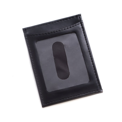 Black Leather Magnetic Money Clip & Wallet With Id Window