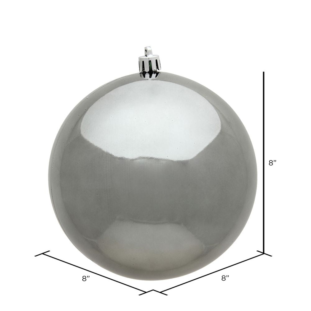 Vickerman 8" Pewter Shiny Ball Ornament, Plastic