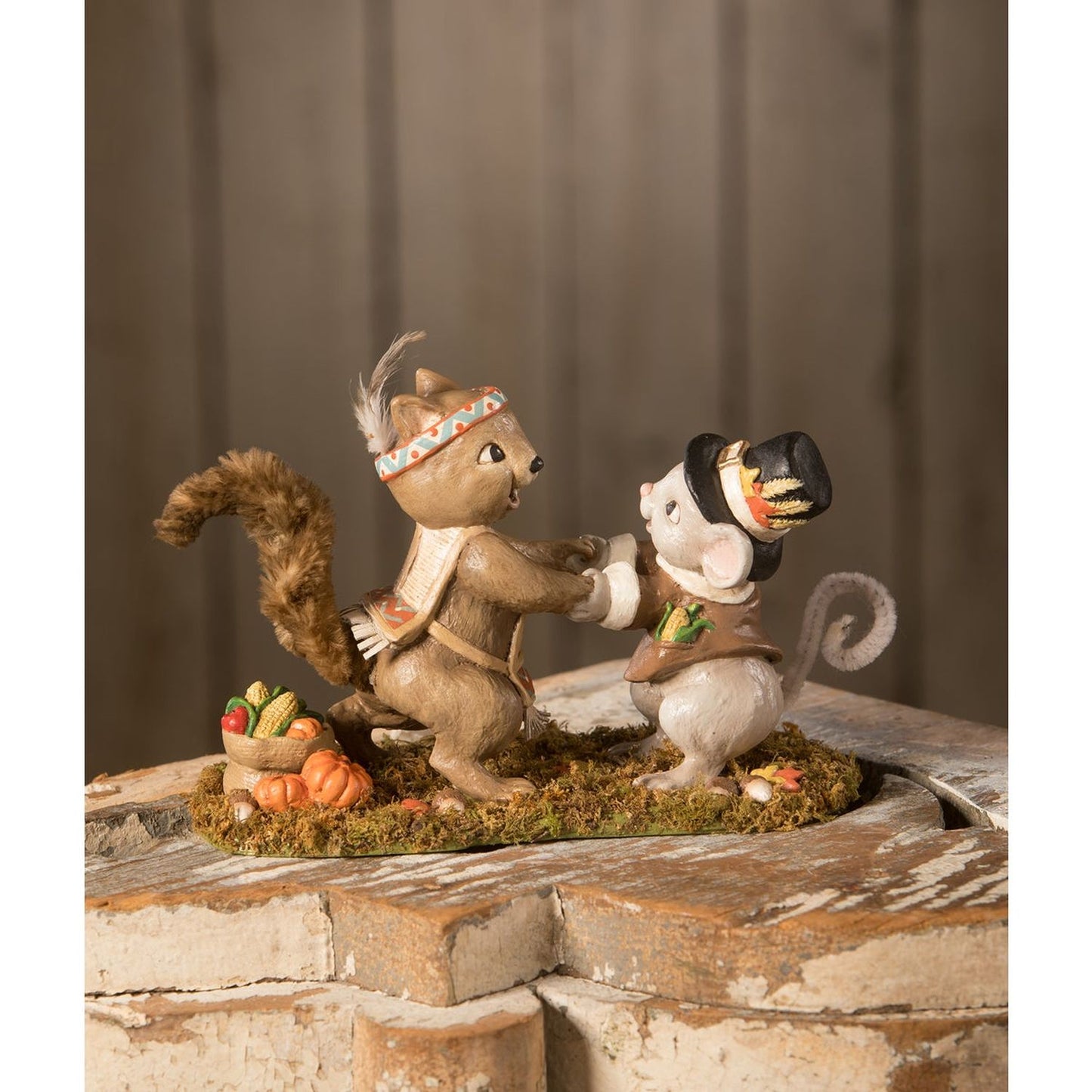 Bethany Lowe A Thankful Celebration Of A Mouse And Squirrel Figurine