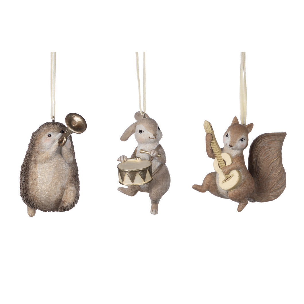 Goodwill Music Rabbit/Squirrel/Hedgehog Ornament Brown 9Cm, Set Of 3, Assortment
