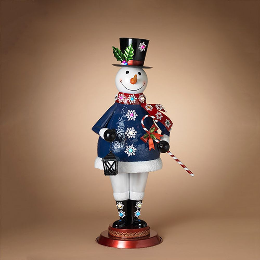 Gerson Company 49.6" B/O Outdoor Lighted Metal Snowman W/ Timer, K/D