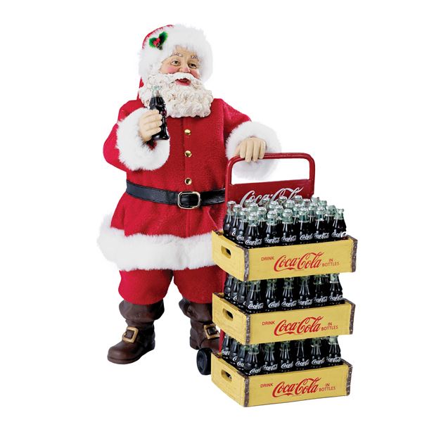 Kurt Adler Coca-Cola Santa W/Delivery Cart Table Piece, 2 Pieces
