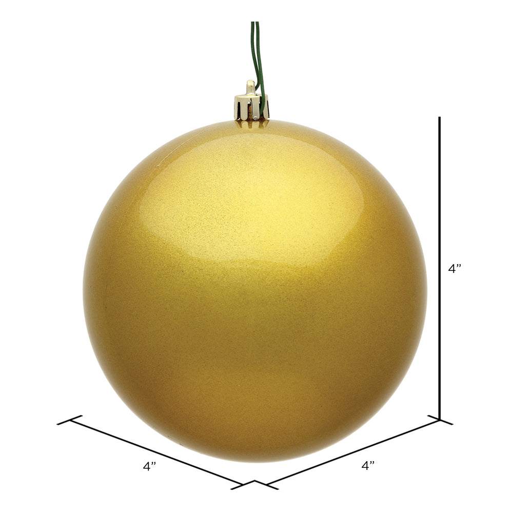 Vickerman 4" Gold Candy Ball Ornament, 6 Per Bag