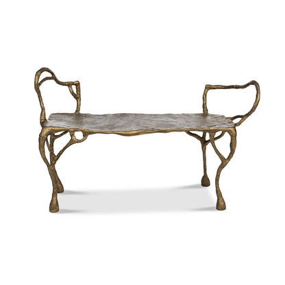Park Hill Collection Lodge Cast Aluminum Organic Root Bench