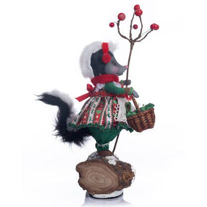 Katherine's Collection Honey The Skunk Figurine, 8.5x6.75x13 Inches, Green Resin