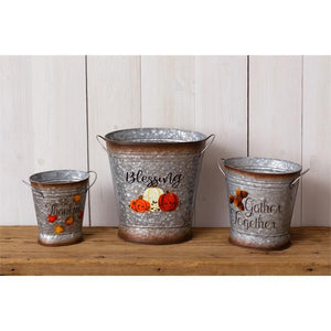 Set of 3 Tall Nesting Tins - Blessing, Gather, Thankful, Metal
