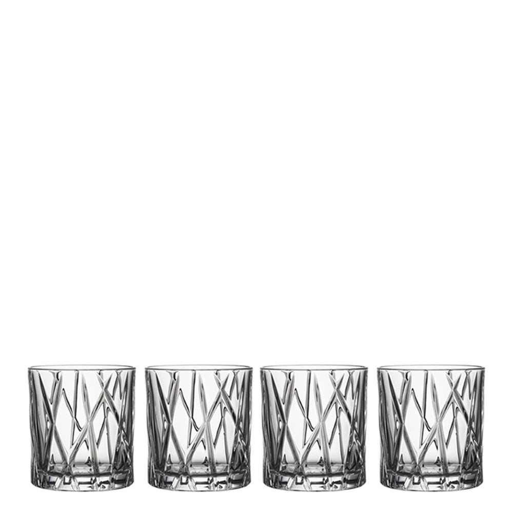 Orrefors City 8 Ounce Old Fashioned Glass, Set of 4, Glass, Clear