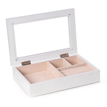 Load image into Gallery viewer, Bey Berk White Jewelry Box With Glass Viewing Top