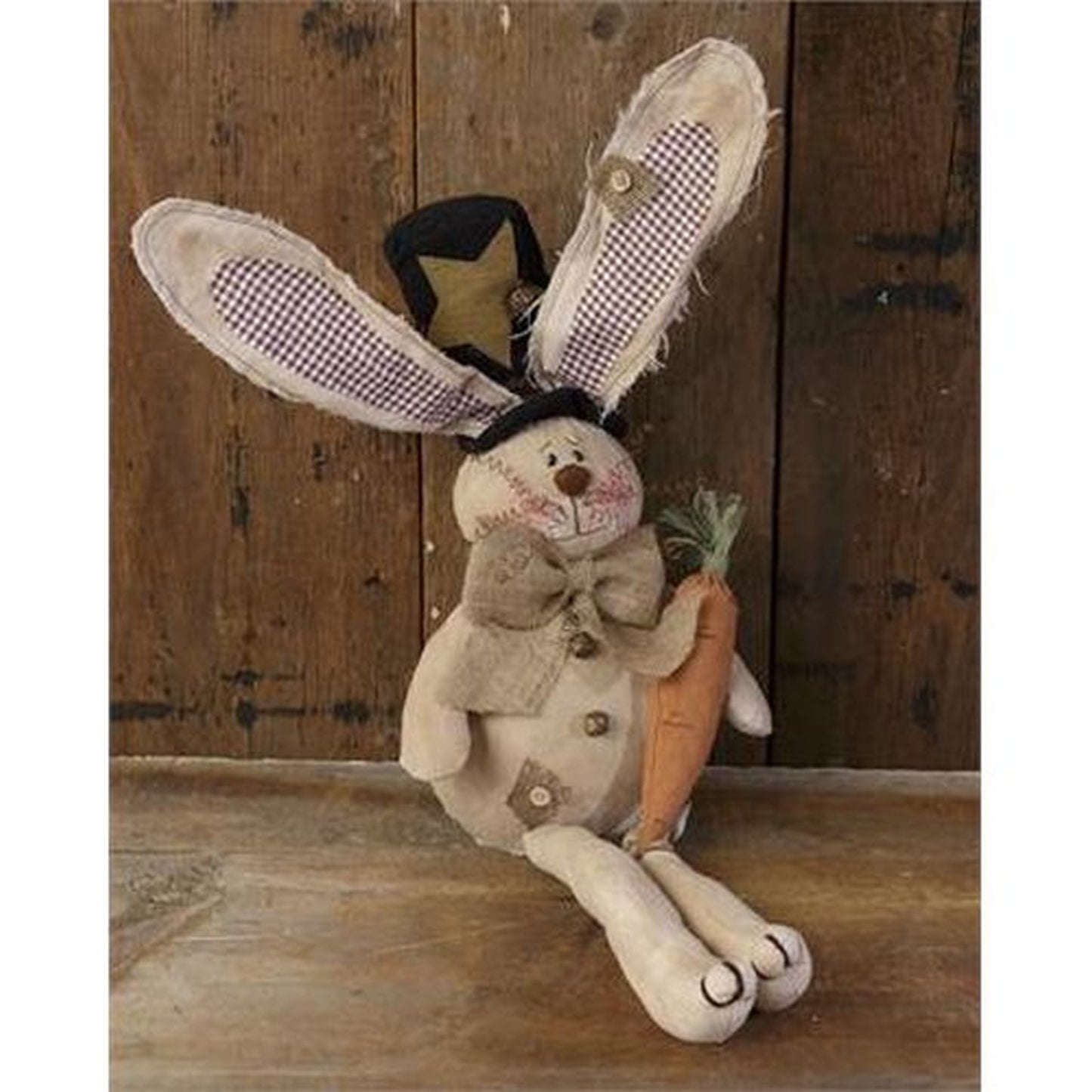 Your Heart's Delight Buttons Burlap & Bows - Sitting Bunny with Carrot, Fabric