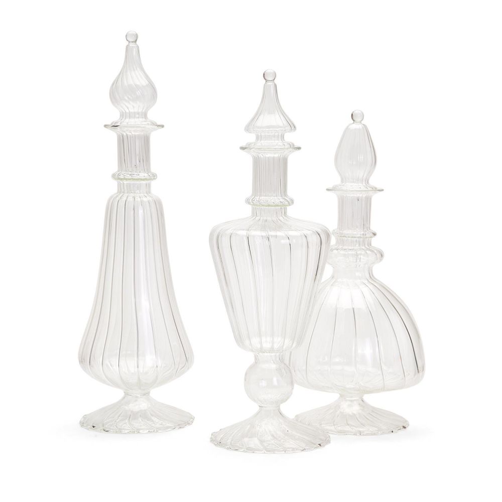 Two's Company Verre Set of 3 Fluted Decanters