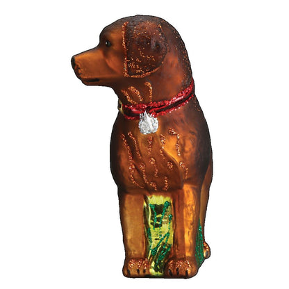 Old World Christmas Standing Chocolate Lab Puppy Ornament