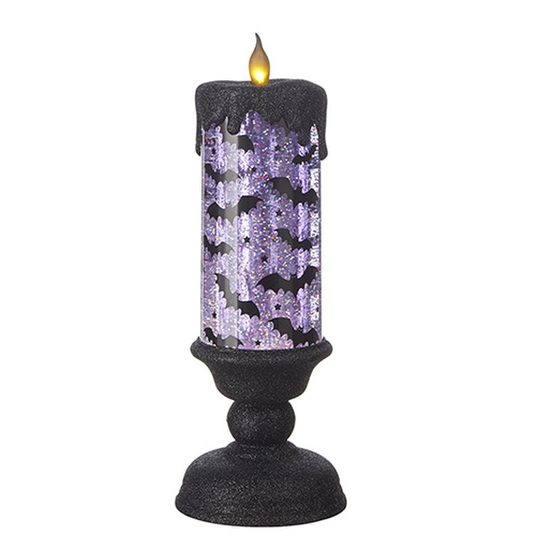 Raz Imports 2022 12.25" Lighted Bat Candle w/ Purple Swirling Glitter