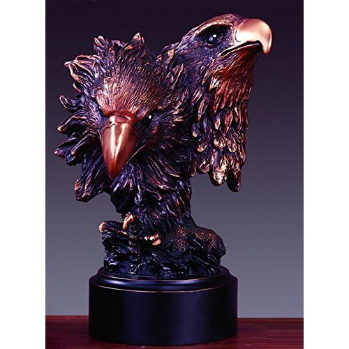 Treasure of Nature Two Eagle Heads Bronze Plated Resin Sculpture, 8" x 5.5"