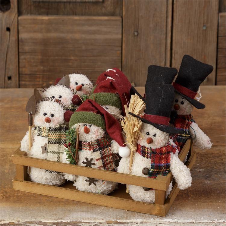 Audrey's Your Heart's Delight Wooden Crate with  9 Snowmen by Audrey