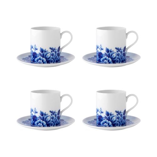 Vista Alegre Blue Ming Teacup And Saucer, Set of 4, Porcelain