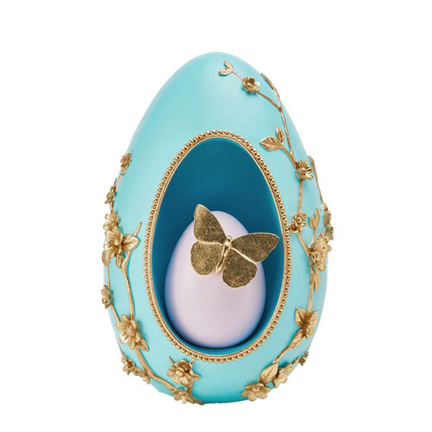 December Diamonds Spring Confections 14" Teal Egg With Butterfly Inside