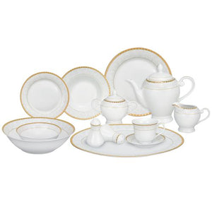 Lorenzo 57 Piece Porcelain Dinnerware Set, Service For 8, Porcelain