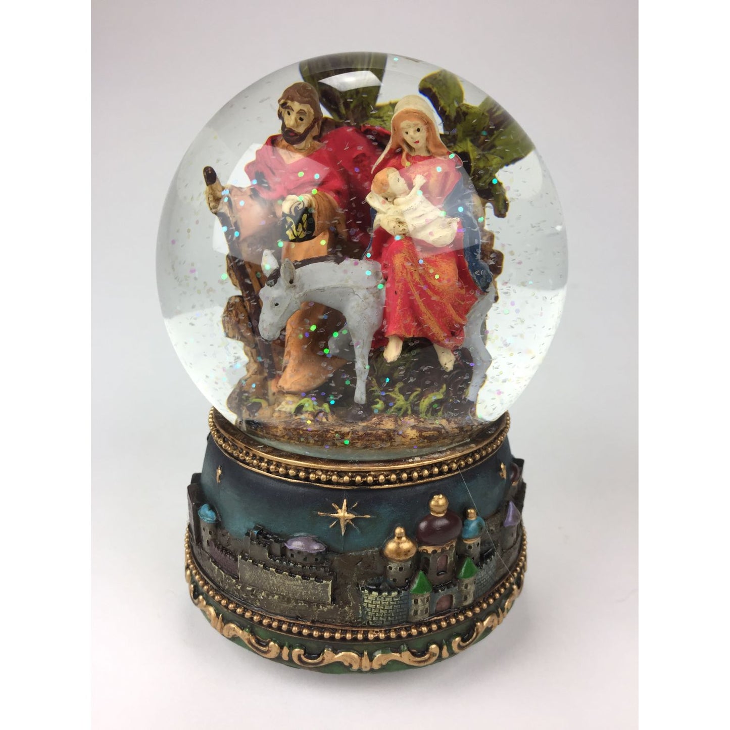 Musicbox Kingdom 3.9" Glitter Globe “Crib With Donkey”