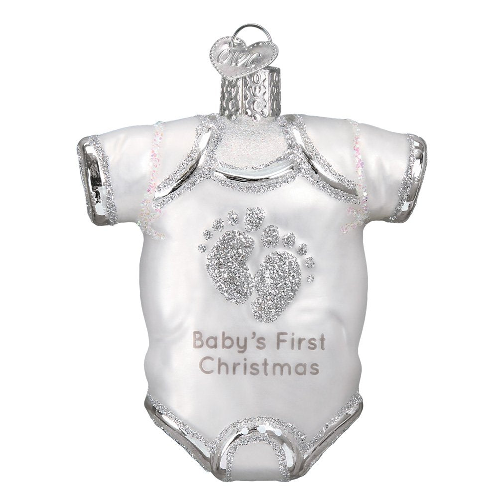 Old World Christmas White Baby Undershirt Blown Ornament