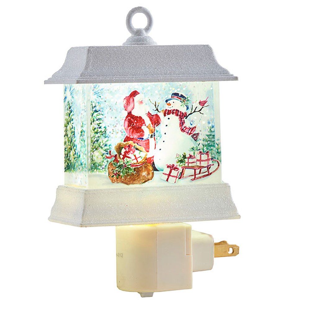 Raz Imports Mister Snowman 6" Santa and Snowman Water Lantern Night Light