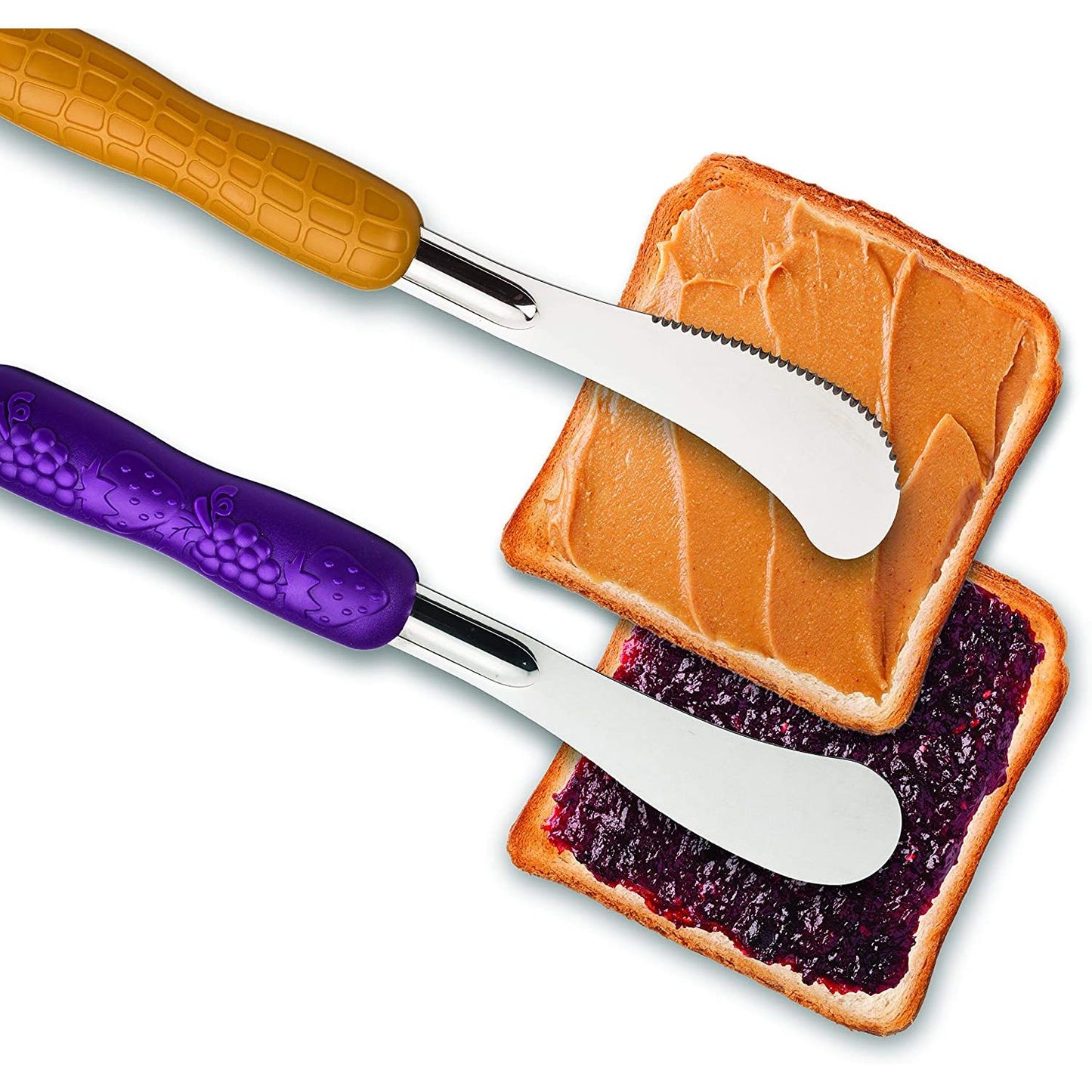 Mobi Pb&J Peanut Butter & Jelly 2-In-1 Spreader Knives With Serrated Edge