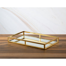 Load image into Gallery viewer, Classic Touch Oblong Mirror Tray - 16.25&quot;L 10.25&quot;W X 2&quot;H, Gold