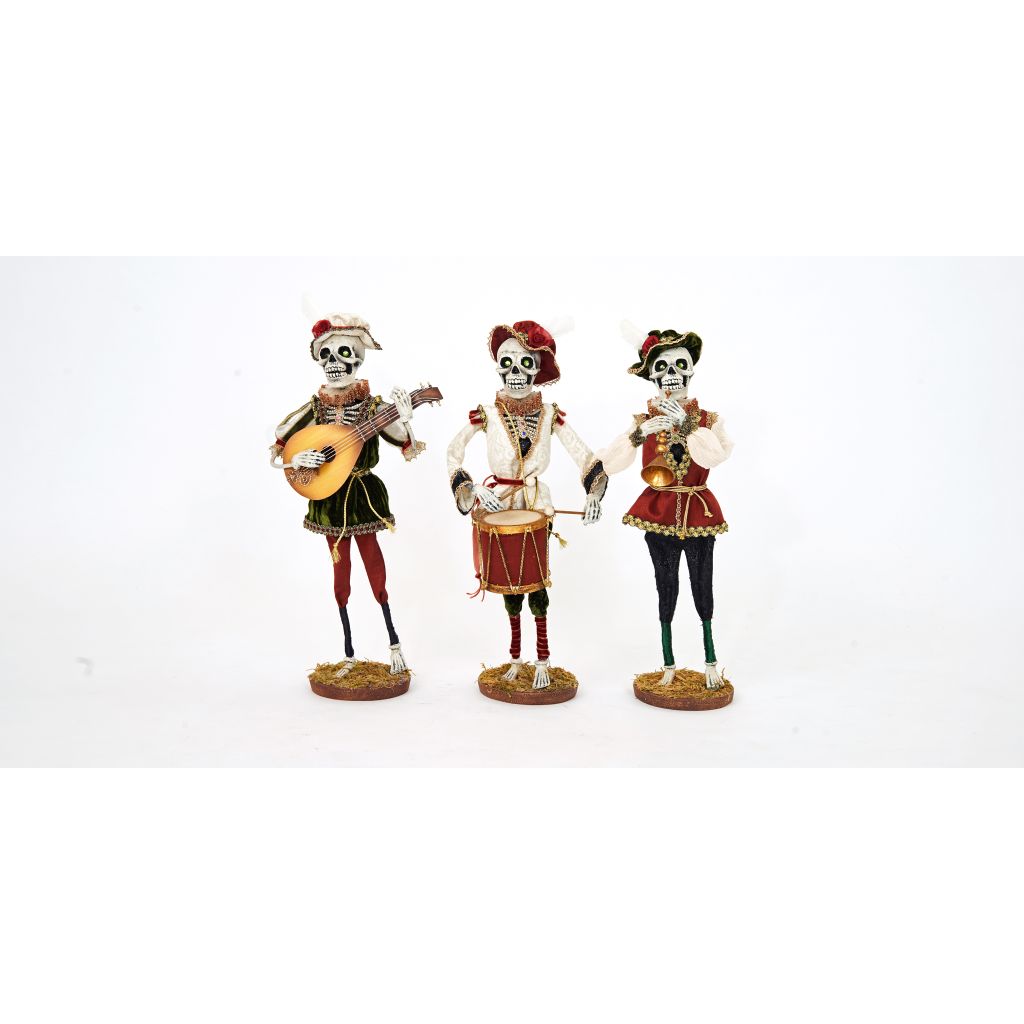 Katherine's Collection 2022 Shakesfeare Minstrel Skeleton Trio Figure, Assorted of 3