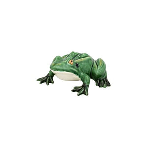 Bordallo Pinheiro Frogs Medium Frog Figurine, Green, Earthenware, 4"