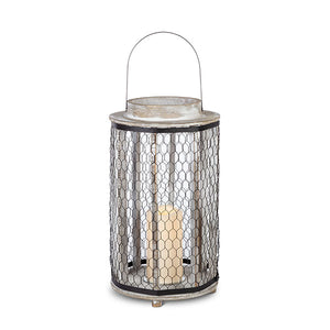 Gerson Company 15.55"H Wood & Metal Honeycomb Lantern