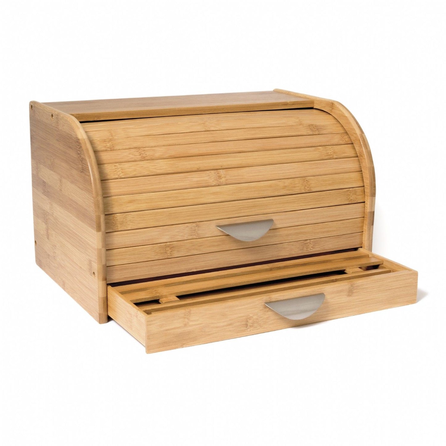 Lipper International Bamboo Roll-Top Breadbox with Drawer, Brown
