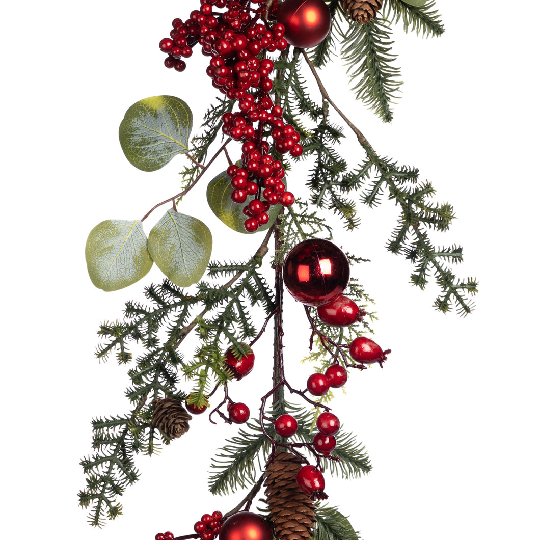 Goodwill Pine/Berry/Christmas Ball Garland Green/Red 150Cm