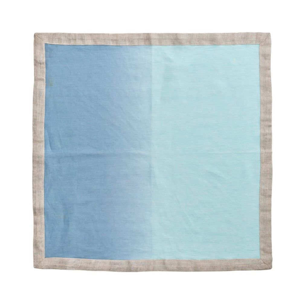 Kim Seybert Dip Dye Napkin in Sky & Blue, Set of 4, Linen, 21" x 21"