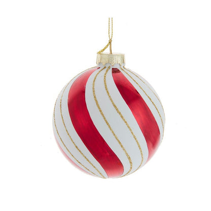 Kurt Adler 80MM Gold/Red/White Glass Ball Ornaments, 6-Piece Box