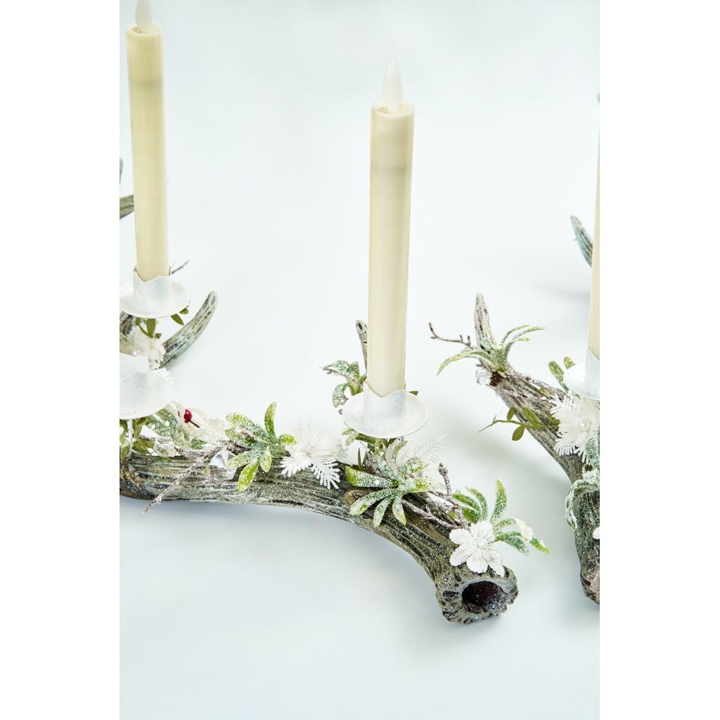 Katherine's Collection 2022 Mistletoe Magic Antler Candleholder, Set of 2 White Resin