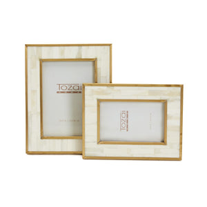 Saint Honore Set Of 2 Photo Frame w/ Brass Border in 2 Sizes: 4" X 6" & 5" X 7"