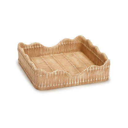 Two's Company Scalloped Edge Basket Weave Pattern Napkin Holder - Resin